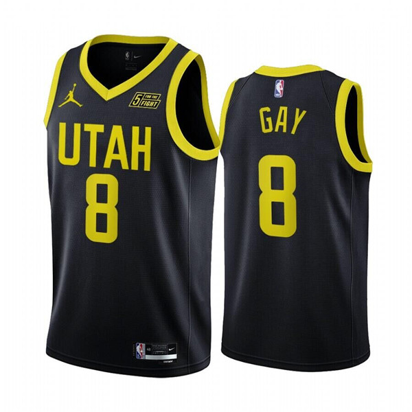 Men's Utah Jazz #8 Rudy Gay 2022/23 Black Statement Edition Stitched Basketball Jersey